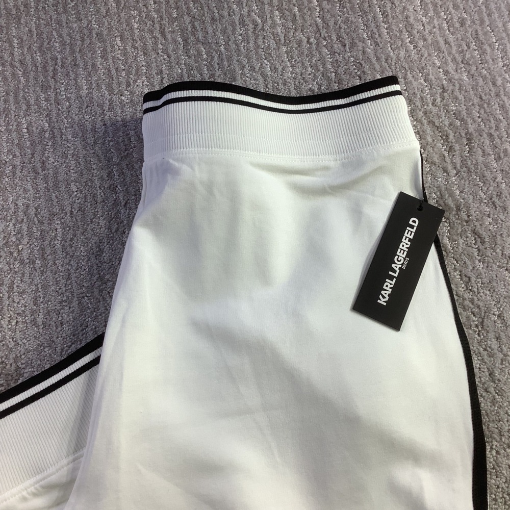 Karl Lagerfeld Paris Womens Choupette Patch Jogger Pants White Size Large NWT